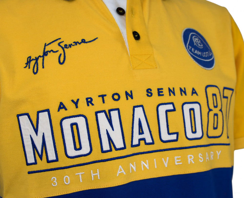 Tricou de Barbat cu Guler, Ayrton Senna Monaco 1987, Galben, 2020 - FansBRANDS®