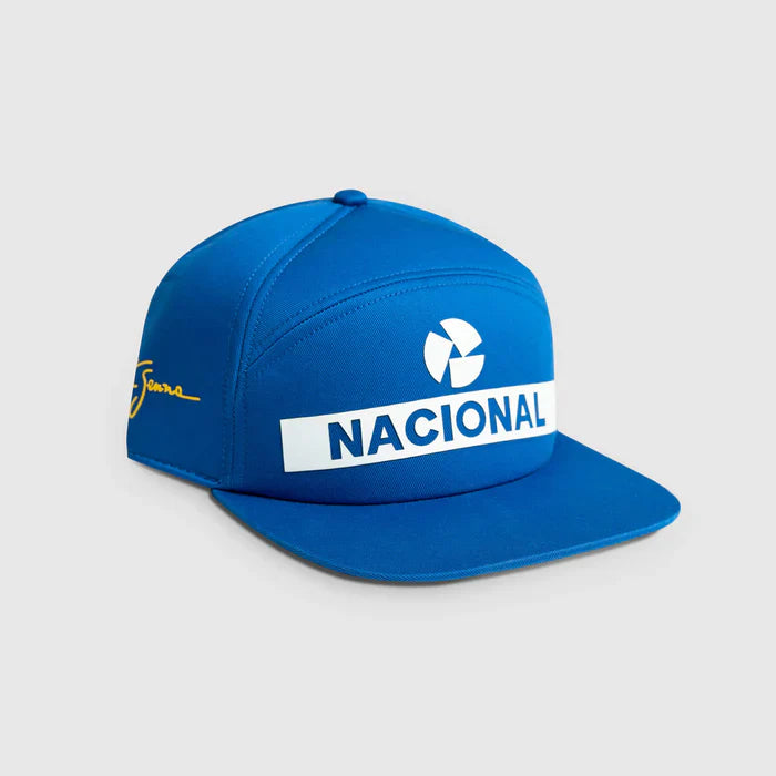 Ayrton Senna șapcă, Nacional, original 1984, cu husă rigidă din textil, albastru