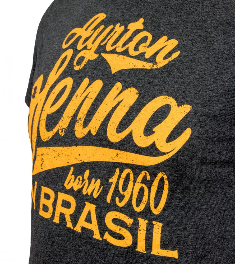 Tricou de Barbat, Senna Born in Brasil, Gri, 2018