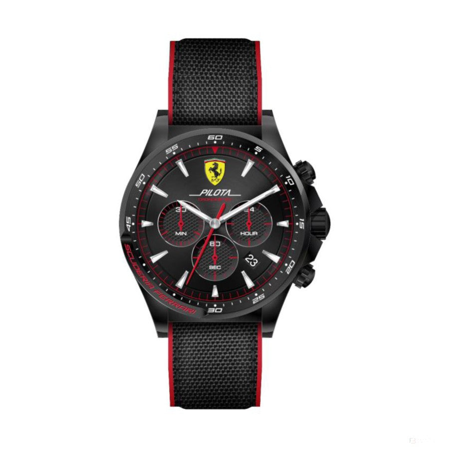 Ceas de Barbat, Ferrari Pilota Chrono, Negru-Rosu, 2019 - FansBRANDS®