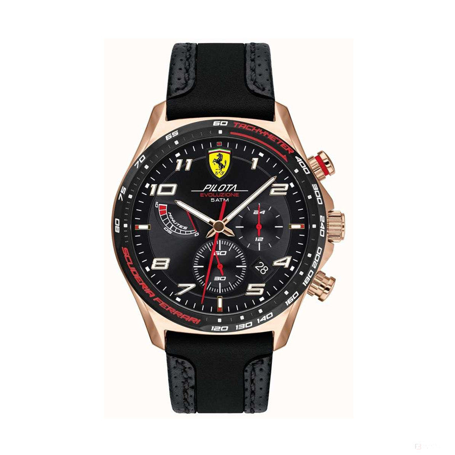 Scuderia Ferrari Watch Chrono, piele neagră și curea de siliciu 44mm - FansBRANDS®