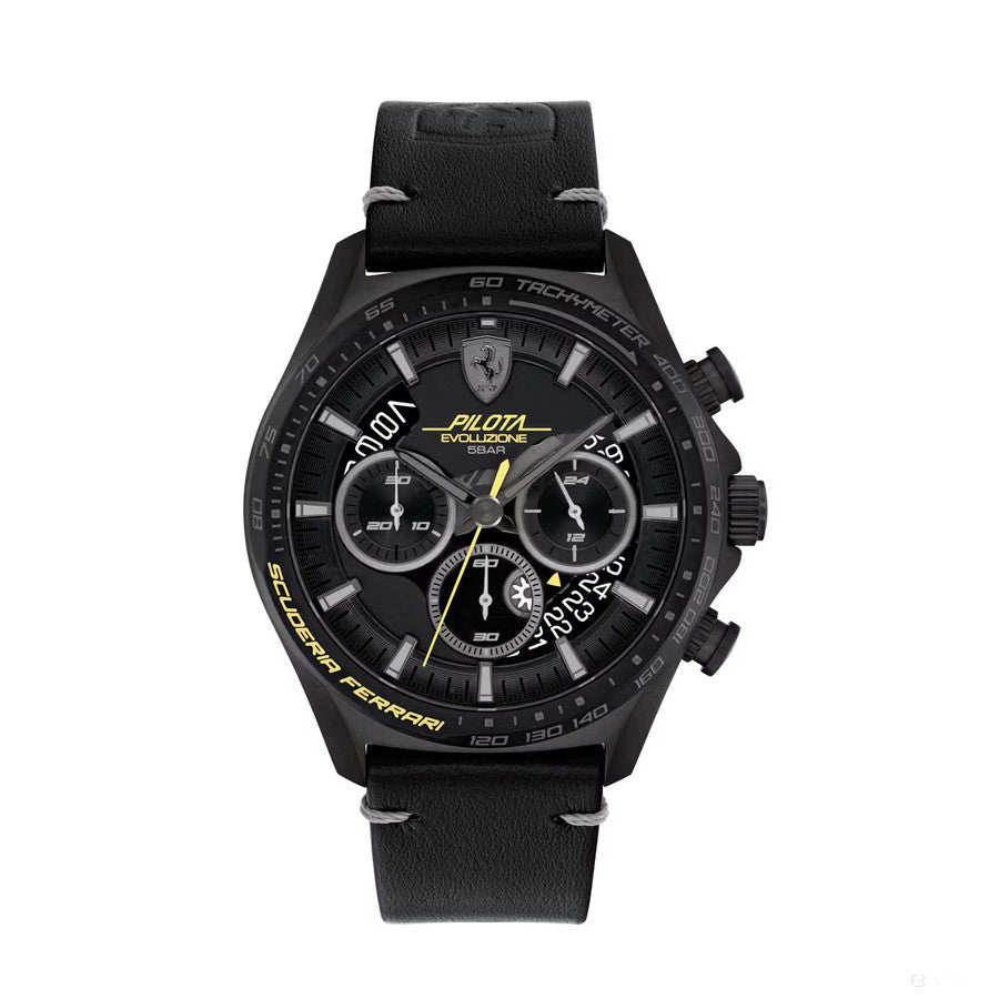 Scuderia Ferrari Watch PilotA Evo, piele neagră, 44mm - FansBRANDS®