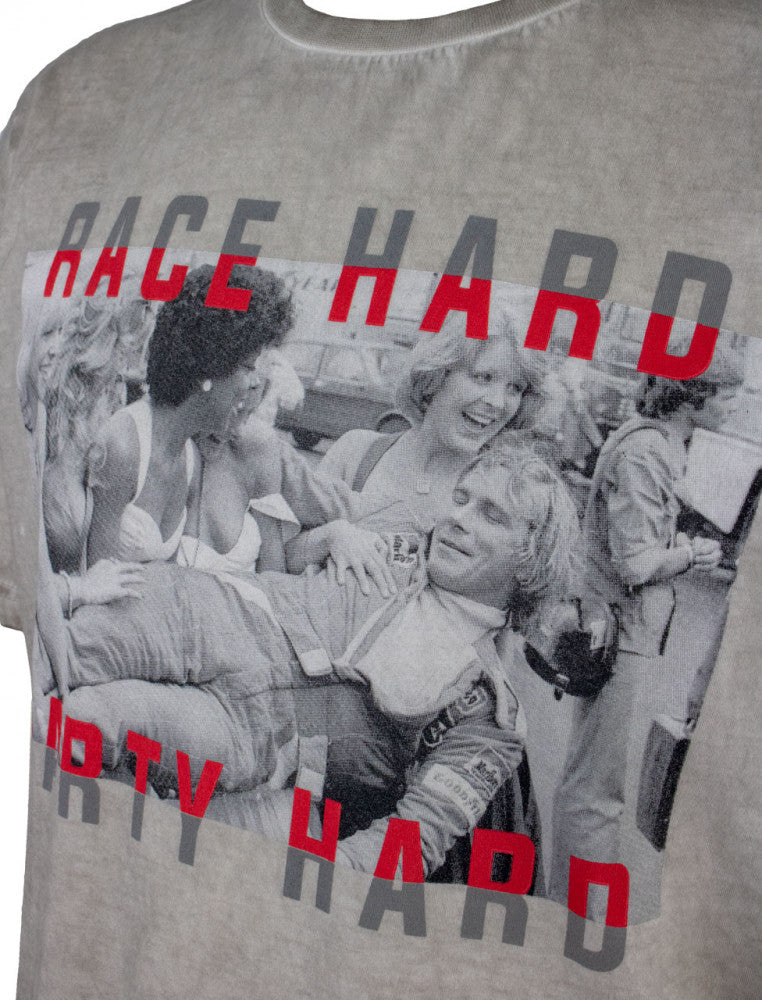 Tricou de Barbat, James Hunt Race Hard Party Hard, Gri, 2020