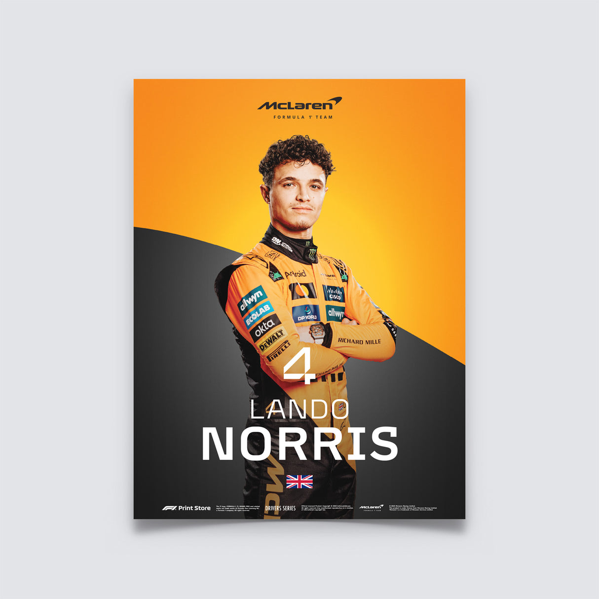 F1 Print – Poster Lando Norris (dimensiune A3)