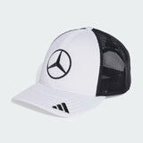 Șapcă Mercedes, tip trucker, logo mare, alb/negru 🔥