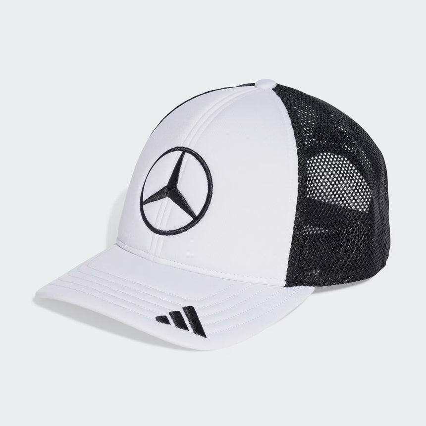 Șapcă Mercedes, tip trucker, logo mare, alb/negru 🔥