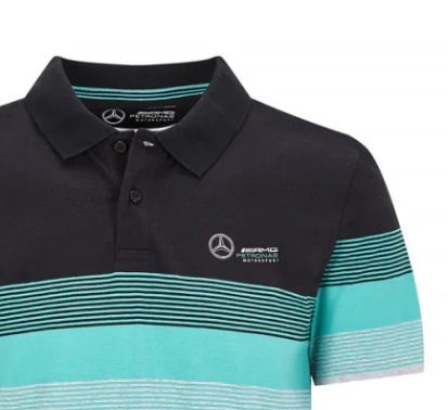 Herren T-Shirt mit Kragen, Mercedes Gestreift, Mehrfarbig, 2020 