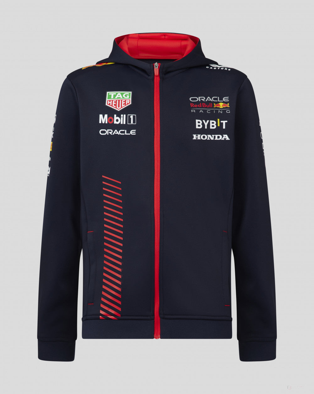 Red Bull Racing sweatshirt, hooded, full zip, team, kids, blue, 2023