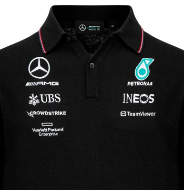 Tricou tricotat cu maneca lunga de echipa Mercedes, negru, 2023