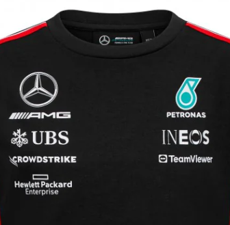 Mercedes Kinder Team T-Shirt, schwarz, 2023