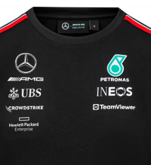 Mercedes Damen Team T-Shirt, schwarz, 2023