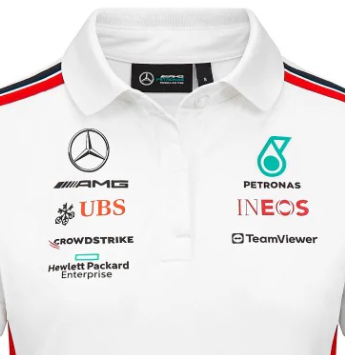 Tricou cu Guler de echipa Mercedes alb, 2023