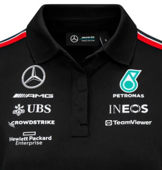 Tricou cu Guler de echipa Mercedes  negru, 2023
