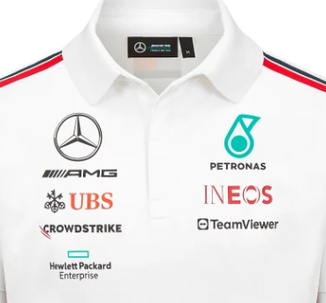 Tricou cu Guler de echipa Barbati Mercedes, alb, 2023