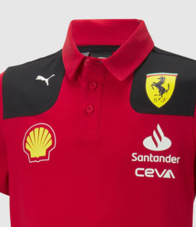 Tricou cu Guler de Echipa Copil Ferrari Rosso Corsa, 2023