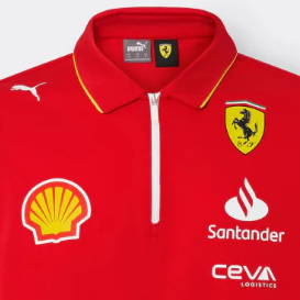 Tricou cu Guler Barbat de Echipa Ferrari Rosso Corsa, rosu, 2024