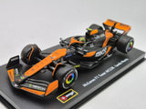Mașinuță model McLaren, Bburago, Lando Norris, livery Miami, cutie acrilică, MCL38 🔥