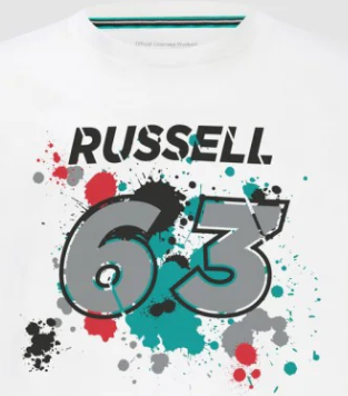 Tricou de Barbat, Mercedes George Russell GEORGE #63, Alb, 2022