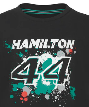 Tricou de Copil, Mercedes Lewis Hamilton LEWIS #44, Negru, 2022