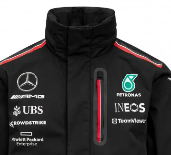 Herren Mercedes Team Windjacke, schwarz, 2023