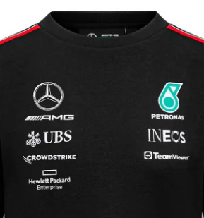 Mercedes Team Langarm-T-Shirt für Damen, Schwarz, 2023