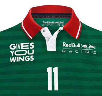 Herren T-Shirt mit Kragen, Red Bull Sergio Pérez, Grün, 2022